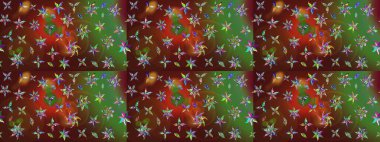 Düz Çiçek Elementleri Tasarımı. Renkli Bahar Teması eskiz kalıbı. Raster..