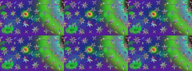 Raster illüstrasyonu. Çiçekli güzel suluboya desen. Yeşil ve mavi renklerde.