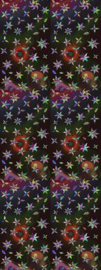 Gri ve kahverengi renkli çiçekler. Raster illüstrasyonunda çiçek deseni çizimi.