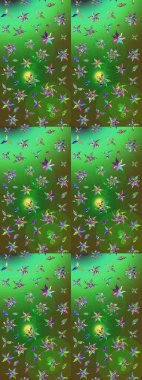 Çiçekli çiçek deseni, suluboya. Süslü kumaş deseni. Raster deseni.