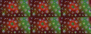 Chichi 'nin kumaş kalıbını çiz. Raster illüstrasyonu. Çiçek deseni. Renkli Bahar Teması eskiz kalıbı. Düz Çiçek Elementleri Tasarımı.