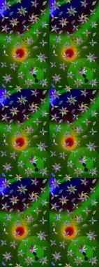 Çiçekli karalama şeklinde Raster çiçek deseni. Nazikçe, güzel çiçek arkaplanı. Yeşil ve siyah renkte çiçekler.