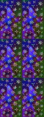 Manzaralı çiçek deseni. Çiçek kompozisyonu, el boyası, hassas şablon. Üst manzara, yumuşak mavi ve yeşil renk tarzı. Sevgililer günü ve tebrik kartı konsepti için şık bir davet.