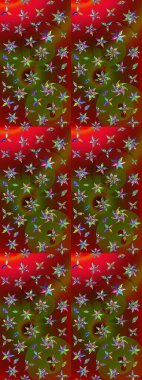 Raster illüstrasyonundaki çiçek desenli çizim. Kırmızı ve kahverengi renkte çiçekler.