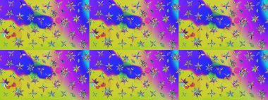 Çiçekli eskiz arkaplanı. Çocuk stili. Renkli Bahar Teması eskiz kalıbı. Düz Çiçek Elementleri Tasarımı.