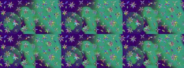 Güzel çiçek deseni. Mavi ve yeşil renkli çiçekler. Renkli Bahar Teması eskiz kalıbı. Düz Çiçek Elementleri Tasarımı.