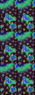 Çiçek ve yapraklı çiçek deseni. Küçük çiçekli şirin bir desen. Raster illüstrasyonu.