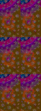 Tomurcukları çiçek olan sevimli bir çiçek deseni. Eskiz geçmişi. Raster illüstrasyonu. Kumaş, tekstil, duvar kağıdı baskısı için. Eski usul. Raster..