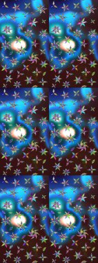 Küçük çiçekteki sevimli çiçek deseni. Mavi ve kahverengi renkte çiçekler.