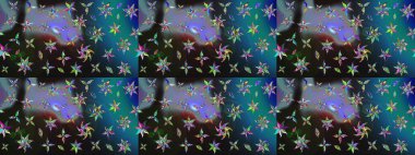 Çiçekli karalama şeklinde Raster çiçek deseni. Nazik, narin çiçek arkaplanı. Gri ve mavi renkte çiçekler.