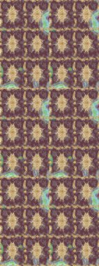 Geleneksel raster ve altın desen. Damask eskiz süsü. Kahverengi renkler üzerinde klasik oryantal desen.