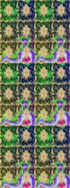 Süslü dekorasyon. Damask altın soyut çiçek deseni yeşil renklerde. Raster illüstrasyonu.