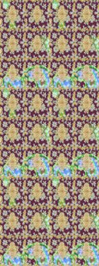 Geleneksel raster ve altın desen. Kahverengi renkler üzerinde klasik oryantal desen. Damask taslak süsü.