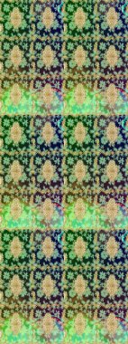 Raster altın desen. Çizim altın desenli bukleler. Raster illüstrasyonu. Doğu tarzı arabesk. Altın elementli yeşil renkler.