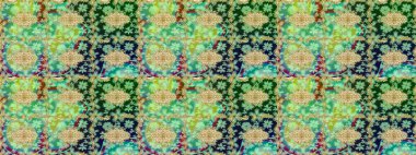 Eskiz oryantal klasik altın desen. Yeşil renklerde altın tekrarlayan elementler içeren Raster soyut arkaplanı.