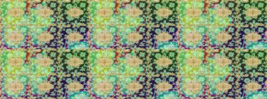 Altın elementli yeşil renkli altın desen. Süslü dekorasyon. Raster klasik barok çiçek deseni altın rengi. Lüks, kraliyet ve Viktorya dönemi konsepti.