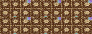 Çiçek kiremitleri. İslam tasarımı. Eskiz desenli oryantal süs. Raster altın tekstil baskısı. Altın elementlerle kahverengi renklerde altın desen.