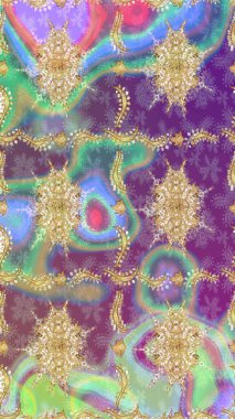 Barok tarzında eskiz oryantal süsü. Tarafsız renklerde ve altın elementlerle geleneksel klasik altın raster deseni.