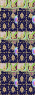 Altın karalama fantezi yapraklarından ve mavi renkli çiçeklerden Raster soyut çiçek çelengi. El yapımı dekoratif çerçeve, albüm kapağı, tebrik kartı, klasik Art deco tarzı.