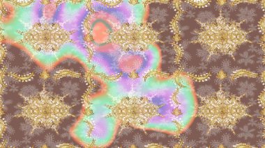 Raster oryantal süs. Altın elementlerle bej renklerde altın desen. Altın deseni çiz.