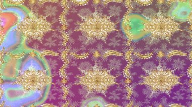 Altın elementlerle nötr renklerde altın desen. Altın şablonu çiz. Raster doğulu süsü.