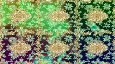 Altın kaplamalı yeşil fon. Küçük bir alan derinliği. Yeşil renkli ve altın elementli desen. Lüks mobilyalar. Eskiz öğesi ahşap oyma. Patina. Oyma. Klasik mobilya stili.