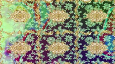 Altın elementlerle nötr renklerde altın desen. Geleneksel oryantasyon süsü. Klasik klasik klasik arka plan. Klasik Raster altın desenini çiz.