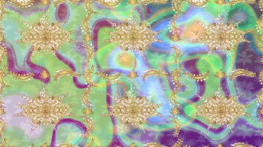 Raster illüstrasyonu. Klasik Raster altın desenini çiz. Geleneksel oryantasyon süsü. Klasik klasik klasik arka plan. Tarafsız renklerde altın elementlerle çizim deseni.