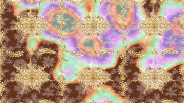 Geleneksel oryantasyon süsü. Klasik Raster altın desenini çiz. Altın elementlerle nötr renklerde altın desen. Klasik vintage arkaplan.