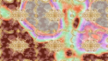 Soyut duvar kâğıdı, ambalaj dekorasyonu. Kış sembolü, Mutlu Noeller, Mutlu yıllar 2019. Altın kar tanesi basit bir çizim kalıbı. Bej rengi Raster altın deseni.