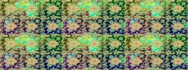 Altın elementli yeşil renkler. Raster illüstrasyonu. Raster altın desen. Doğu tarzı arabesk. Altın desenli bukleler çiz.