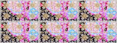 Kusursuz ortaçağ çiçek deseni. Dekoratif simetri arabesk. Doğum günü kartı, davetiye ya da afiş için iyidir. Tarafsız renklerde altın. Raster illüstrasyonu.