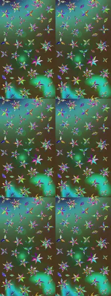 Çiçekli karalama şeklinde Raster çiçek deseni. Nazik, sevimli çiçek arkaplanı. Yeşil ve kahverengi renkte çiçekler.