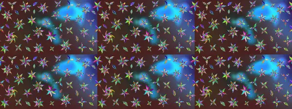 Bahar çiçekleriyle desen dallı, mor ve kahverengi renkler ile çiçek silueti. Raster deseni.