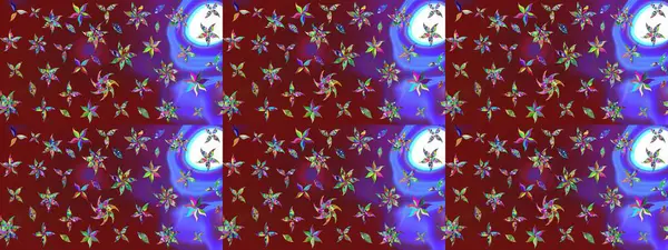 Raster suluboya çiçek deseni, narin çiçekler, kırmızı ve mor çiçekler, tebrik kartı şablonu. Güzel kumaş deseni.