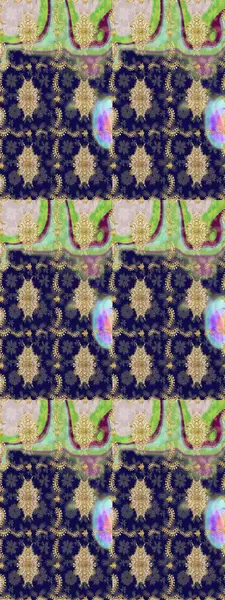 Altın karalama fantezi yapraklarından ve mavi renkli çiçeklerden Raster soyut çiçek çelengi. El yapımı dekoratif çerçeve, albüm kapağı, tebrik kartı, klasik Art deco tarzı.