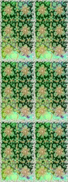 Barok tarzında altın çiçek süsü. Antika altın tekrarlanabilir duvar kağıdı. Damask arkaplanı tekerrür ediyor. Yeşil renkte altın element.