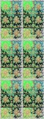 Kusursuz altın desen. Raster oryantal süs. Altın elementlerle yeşil renklerde altın desen.