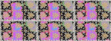 Dekoratif simetri arabesk. Gri renklerde altın. Doğum günü kartı, davetiye ya da afiş için iyidir. Kusursuz ortaçağ çiçek deseni. Raster illüstrasyonu.