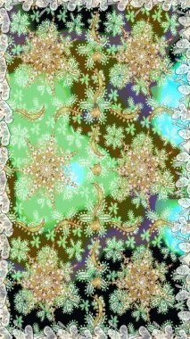 Geleneksel altın sarısı desenli yeşil renkli ve altın elementli. Barok tarzında kusursuz bir doğulu süsü..