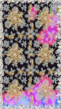 Klasik klasik klasik arka plan. Geleneksel oryantasyon süsü. Kusursuz klasik raster altın desenli. Altın elementlerle gri renklerde altın desen.