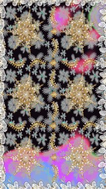 Noel altın kar tanesi kusursuz desen. Gri renkli altın kar taneleri. Kış kar dokusu duvar kağıdı. Sembol tatili, yeni yıl kutlaması, altın desenler..