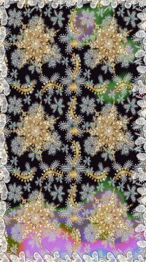 Noel, kar tanesi, yeni yıl 2019. Gri renklerde, altın elementlerle kusursuz klasik desen.