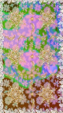 Altın antika ortaçağ dekoratifi, yapraklar ve tarafsız renklerde altın desenli süslemeleri olan dikişsiz bir şablon. Kusursuz kraliyet lüksü, altın barok kumaş rengi..