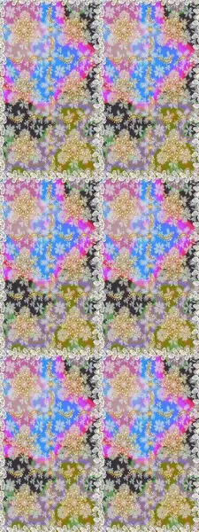 Doğum günü kartı, davetiye ya da afiş için iyidir. Raster illüstrasyonu. Kusursuz ortaçağ çiçek deseni. Tarafsız renklerde altın. Dekoratif simetri arabesk.