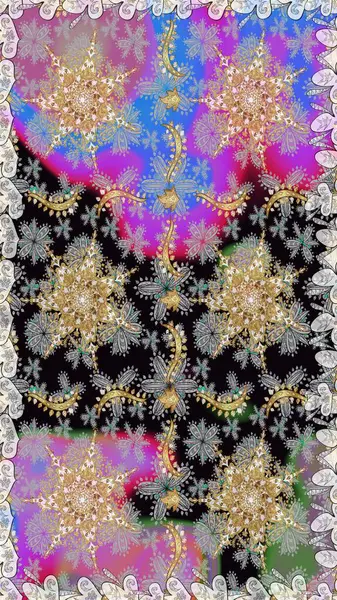 Raster oryantal süs. Gri renklerde, altın elementlerle kusursuz desen. Kusursuz altın desen.