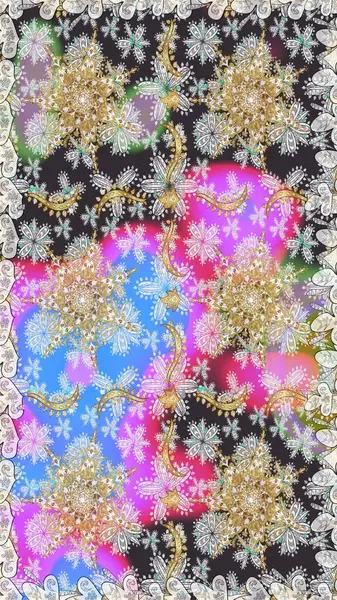 Antika altın tekrarlanabilir duvar kağıdı. Damask arkaplanı tekerrür ediyor. Barok tarzında altın çiçek süsü. Gri renklerdeki altın element.