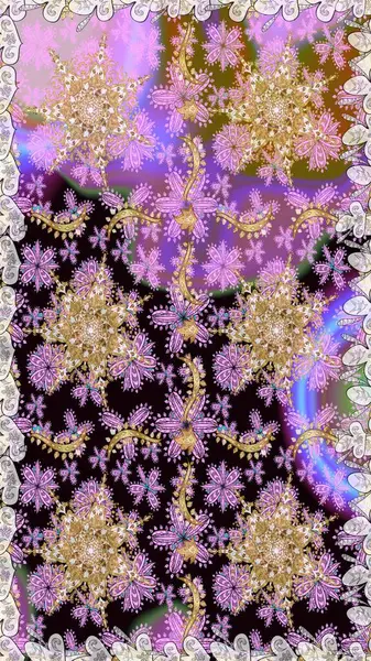 Damask arkaplanı tekerrür ediyor. Barok tarzında altın çiçek süsü. Tarafsız renklerde altın element. Antika altın tekrarlanabilir duvar kağıdı.