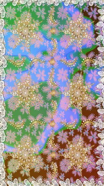 Süslü raster dekorasyonu. Barok tarzında duvar kağıdı tasarımı için kusursuz damaske deseni arkaplanı. Altın elementlerle nötr renklerde altın desen.