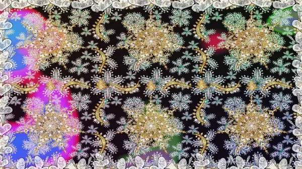 Gri renkli ve altın elementli altın desenli. Kusursuz klasik raster altın desenli. Geleneksel oryantasyon süsü. Klasik vintage arkaplan.